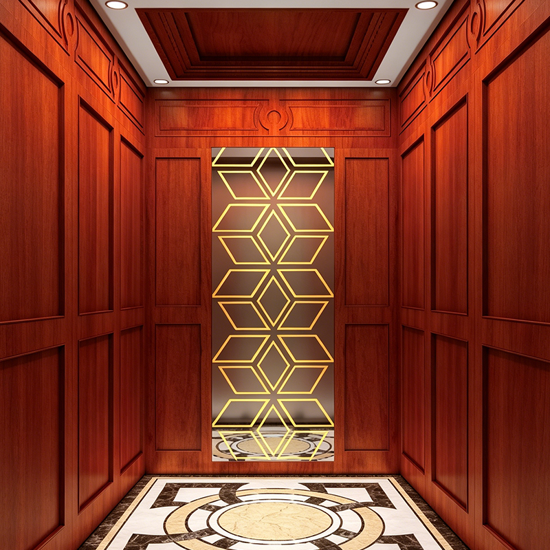 Thang máy dân dụng bằng gỗ Veneer Titan khắc gương